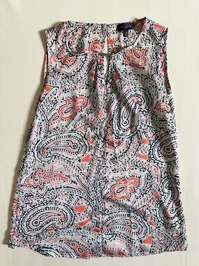 The Limited Coral, White & Navy Abstract Print Tank